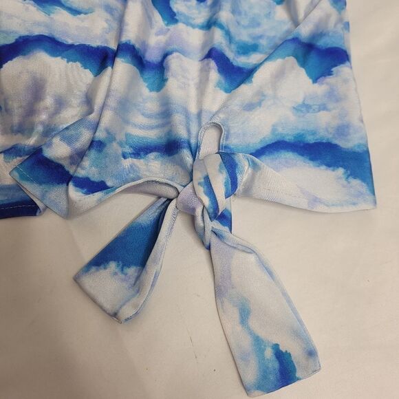 Y2K/90s VINTAGE cloud print top side tie bikini tankini plus size 2X - Picture 4 of 9